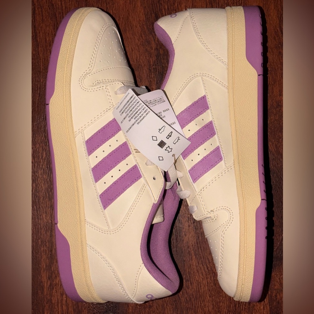 adidas Cream and Purple Low-Top Sneakers
